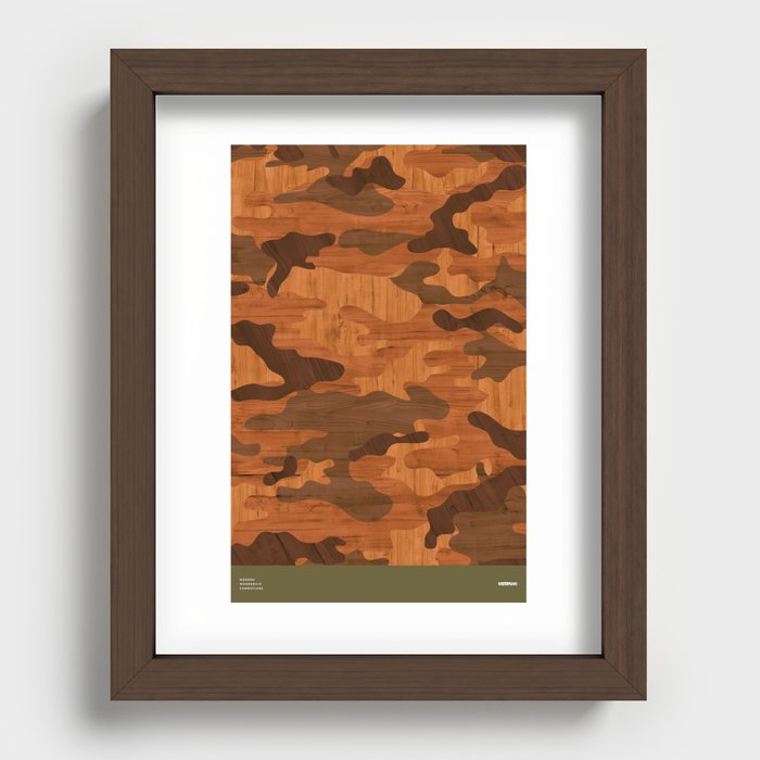 Modern Woodgrain Camouflage / Woodland Print Recessed Framed Print