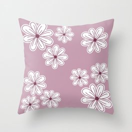 Pearly Purple Flowers on Mauve Background Throw Pillow