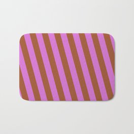 [ Thumbnail: Orchid and Sienna Colored Stripes/Lines Pattern Bath Mat ]