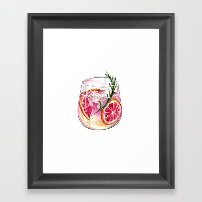 Grapefruit Gin & Tonic Framed Art Print
