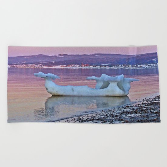Viking Ice Ship Portrait Beach Towel