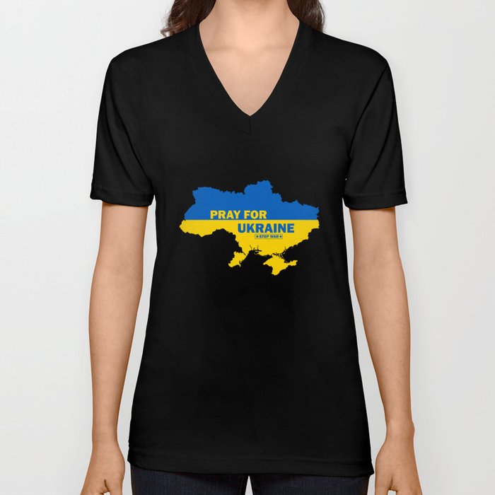 Pray for Ukraine #StopWar blue yellow V Neck T Shirt