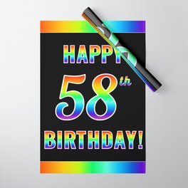 [ Thumbnail: Fun, Colorful, Rainbow Spectrum “HAPPY 58th BIRTHDAY!” Wrapping Paper ]