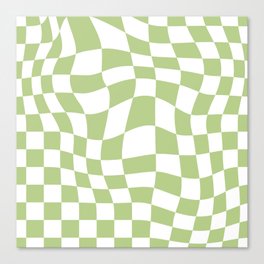 Pastel Green Checker Canvas Print