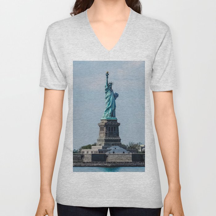 The Statue of Liberty in New York City V Neck T Shirt
