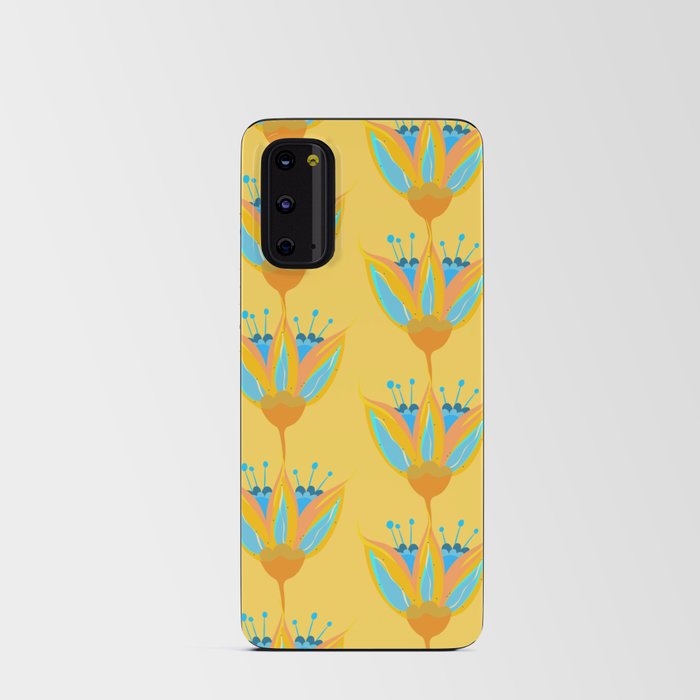 Abstract Colorful Floral Art Pattern in Turquoise and Yellow Android Card Case