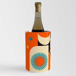 Retro Geometric Abstract Girl and Landscape Illustration Wine Chiller