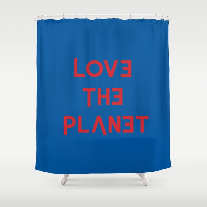 Love the planet red & blue Shower Curtain