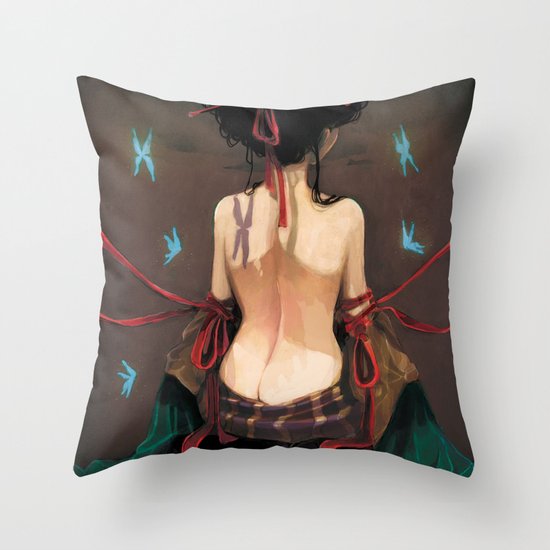 Geisha de dos. Throw Pillow