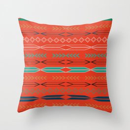 Navajo motifs in red Throw Pillow
