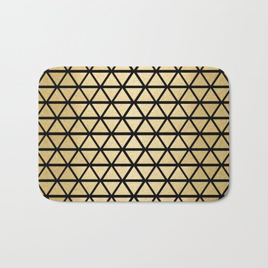 Black and Gold Geometric Pattern 3 Bath Mat