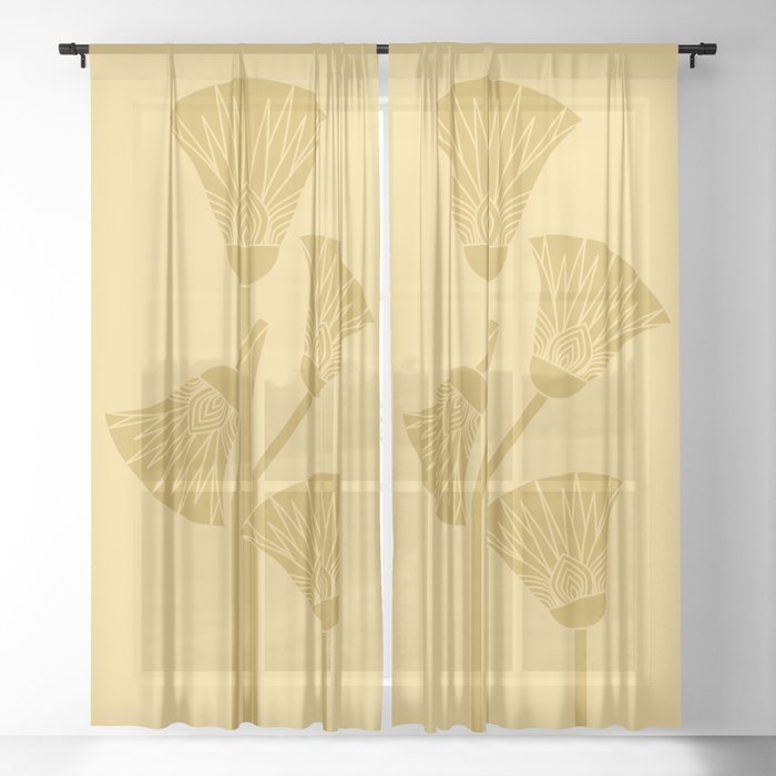 Ancient Egyptian Lotus Two Colors Sheer Curtain By Ratherswell