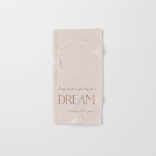 Always remember to fall asleep with a dream - Gold Vintage Glitter Typography Hand & Bath Towel