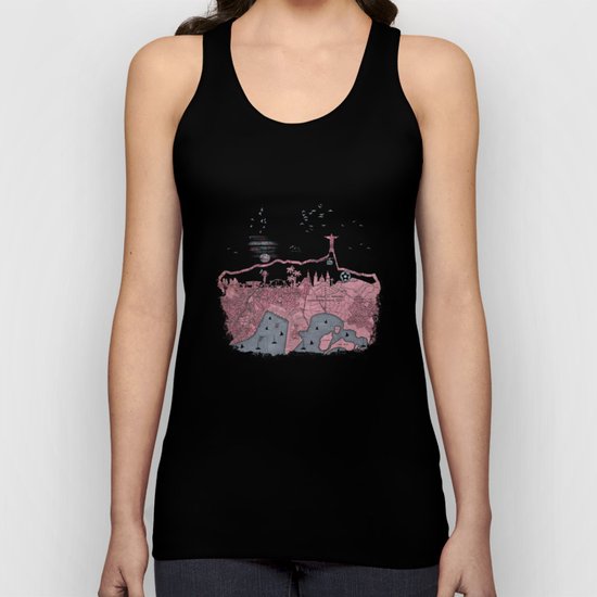 Rio de Janeiro skyline - vintage map Unisex Tank Top