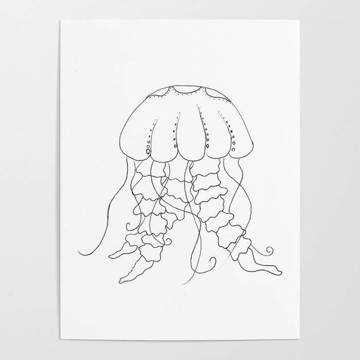 Jellyfish Outline - Under the Sea Collection Poster