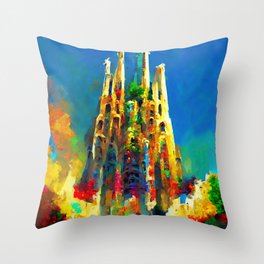Basilica de la Sagrada Familia Throw Pillow