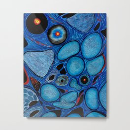 Blue Tissue Metal Print | Organic, Painting, Microbiology, Cells, Science, Blue, Abstract, Nature, Watercolor 