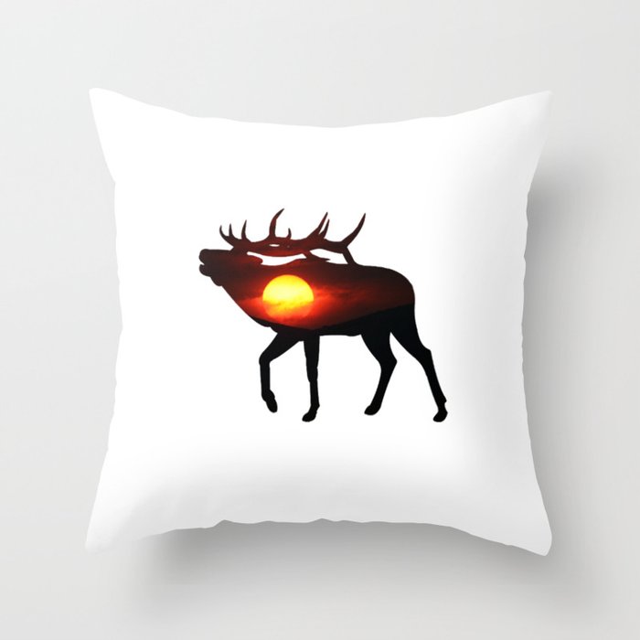 Elk of the Sunrise Throw Pillow