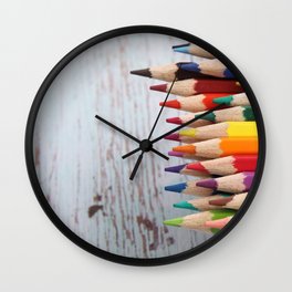 Rainbow of pencils  Wall Clock