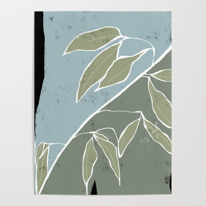 Green Leaf Art Painting  Poster