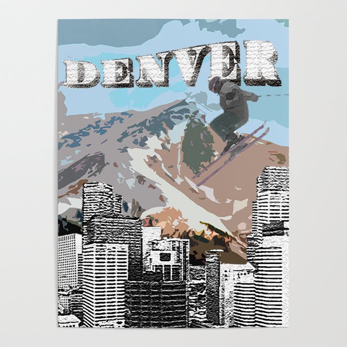 Ski Denver (Blue) Poster