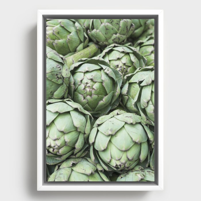 Artichoke vegetable green art print- farmersmarket stand in France - food and travel photography Framed Canvas