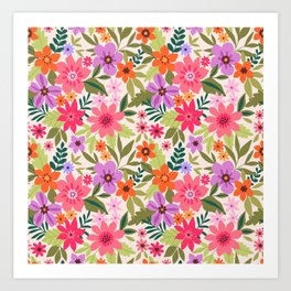Gentle floral pattern. Colorful flowers. Art Print | Liberty, Vintage, Modern, Sweet, Ditsy, Flowers, Gentle, Graphicdesign, Floral, Flower 