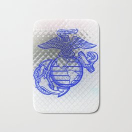 Marine Corps Semper Fidelis Eagle Globe Anchor Blue & White Bath Mat | Korea, Semperfi, Military, Anchor, Oorah, Semper, Corps, Proud, Blue, Fidelis 