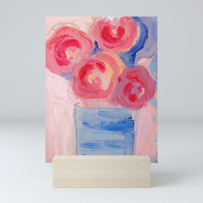 Rose Blue Vase Mini Art Print