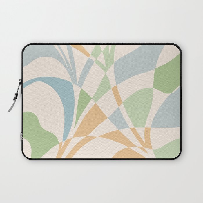PROTECT YOUR ENERGY with Liquid retro abstract pattern in blue, green and cream Laptop Sleeve