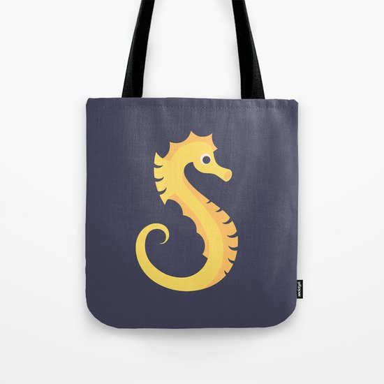 Letter S // Animal Alphabet // Seahorse Monogram Tote Bag