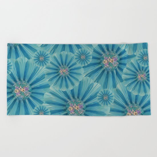 Fractal Flower Pattern Beach Towel