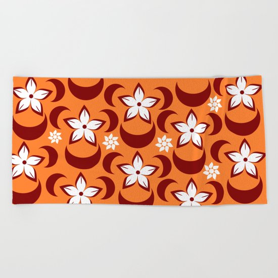 Orange floral fantasy Beach Towel