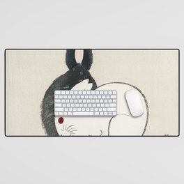 Black and white rabbits by Kōno Bairei Desk Mat