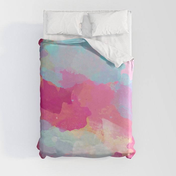Colorful Abstract - pink and blue pattern Duvet Cover
