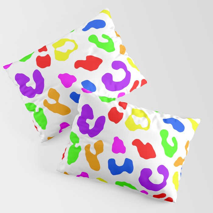 Leopard Print Rainbow White Pillow Sham