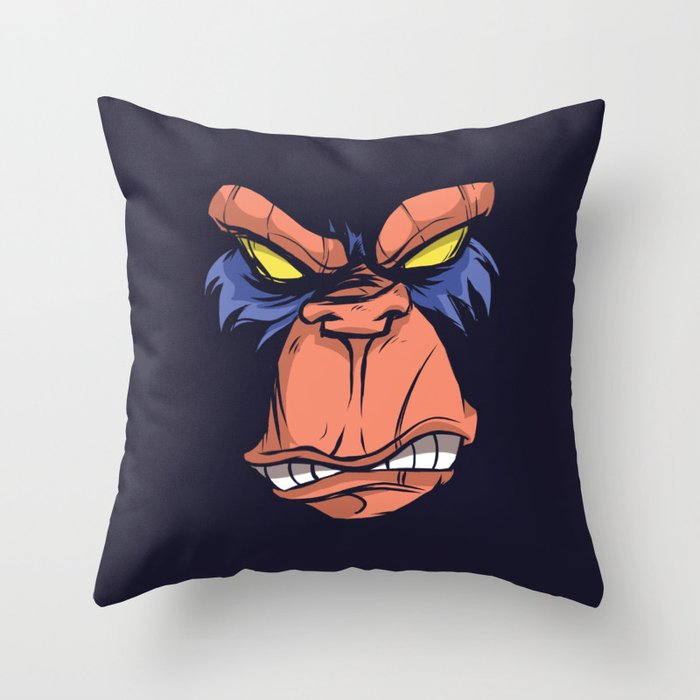 Angry Ape Throw Pillow