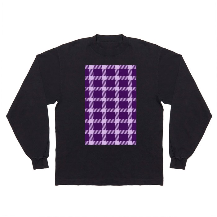 Purple & Black Color Check Design Long Sleeve T Shirt