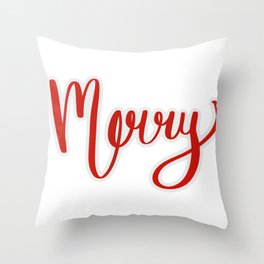 Merry - red and white  Throw Pillow
