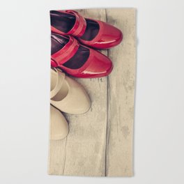 Red and Beige Beach Towel