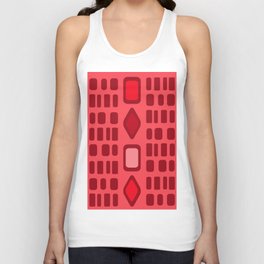 Retro Diamonds Rectangles Red Unisex Tank Top