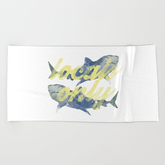 Locals Only Watercolor Beach Towel