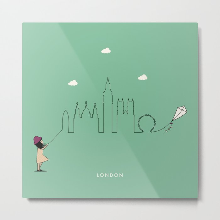 London Skyline Kite Metal Print