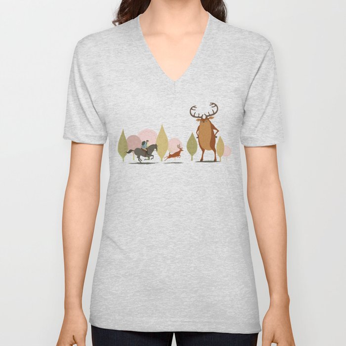 Deer God V Neck T Shirt