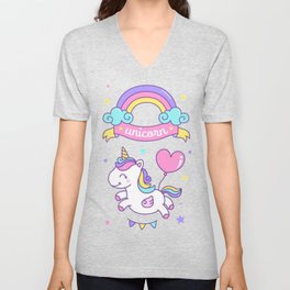 Unicorn Party V Neck T Shirt