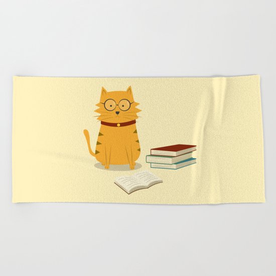 Nerdy Cat Beach Towel