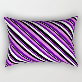 [ Thumbnail: Orchid, Indigo, White, and Black Colored Stripes/Lines Pattern Rectangular Pillow ]