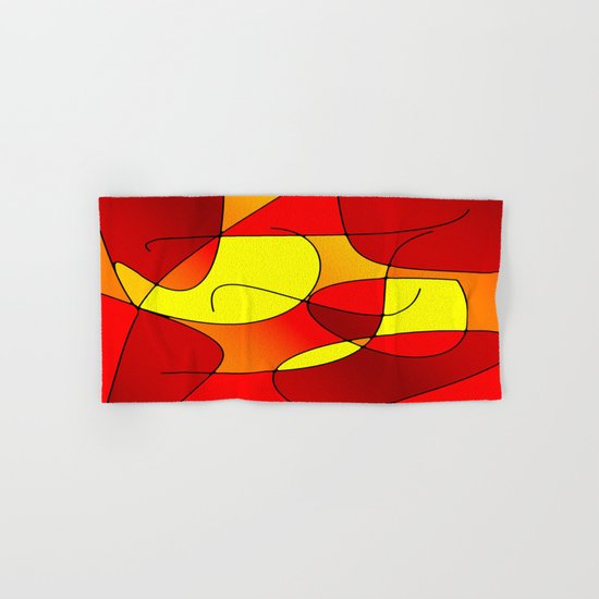 ABSTRACT CURVES #1 (Reds, Oranges & Yellows) Hand & Bath Towel