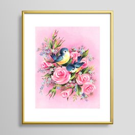 Spring Birds & Roses Framed Art Print