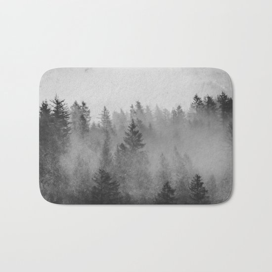 Black and White Forest Abstract Bath Mat